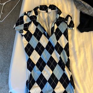 Blue and white dress